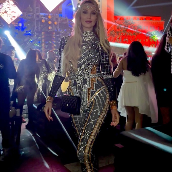 DOMINIQUE LUXURY RHINESTONE JUMPSUIT size M - Picture 8 of 9